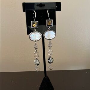 Diesel 1990’s Silver and Mother of Pearl Dangle Earrings